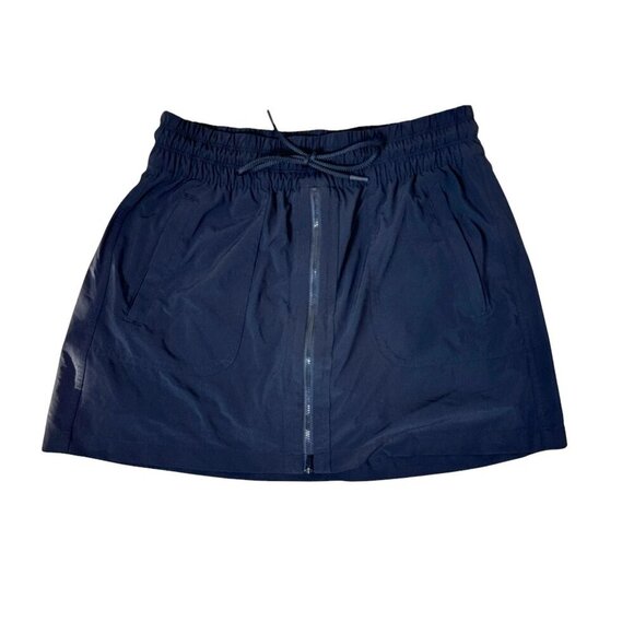 ATHLETA Expedition Zip Front Drawstring Skort Skirt with Shorts Size 10 Black - Picture 1 of 10